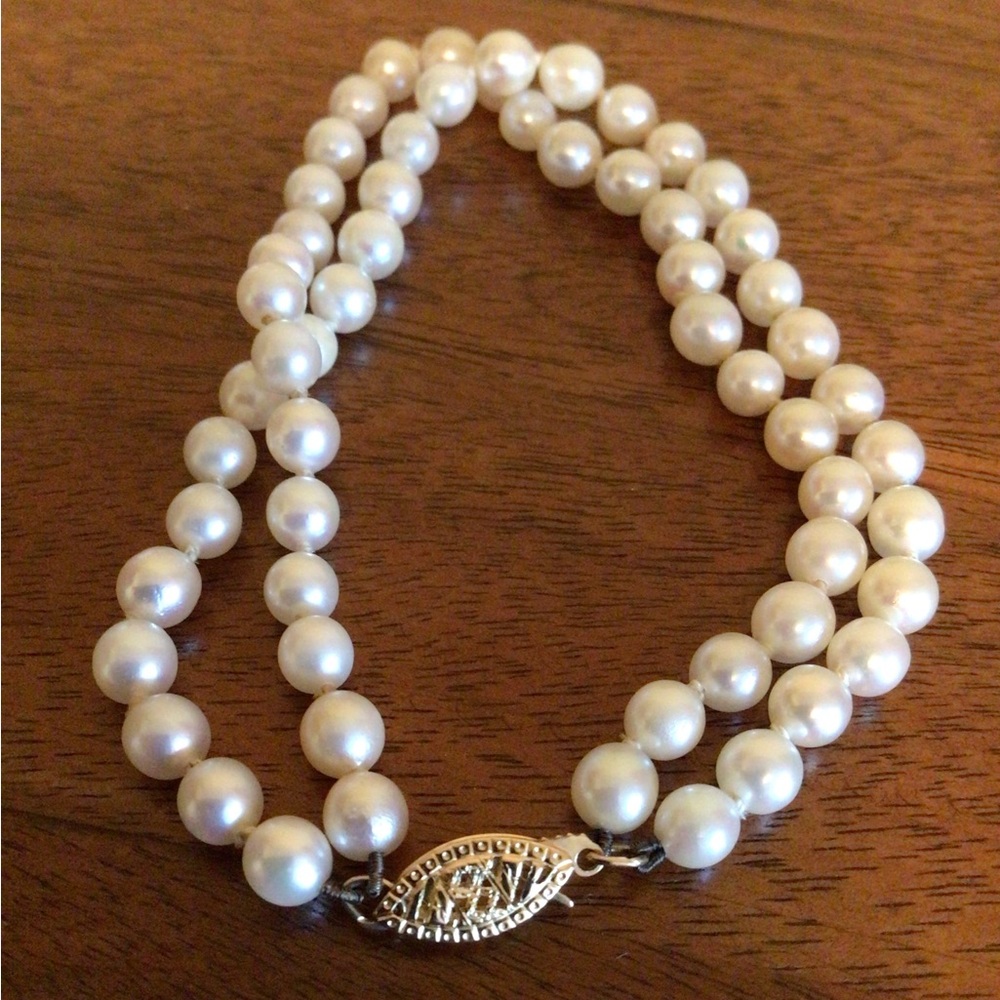 Double Strand Pearl Bracelet with 14K Gold Clasp